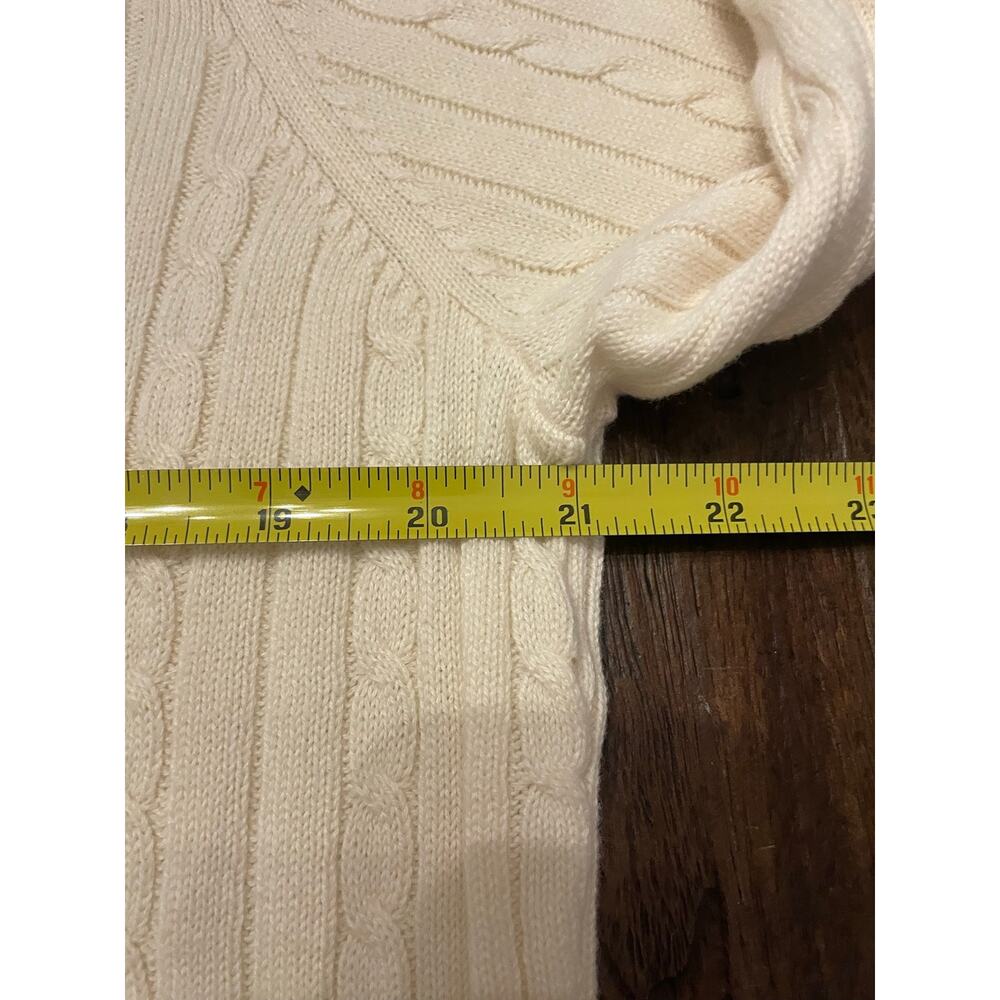 IZOD Womens Sweater XL Cream White Cable Knit Cotton Pullover Crew Neck - Picture 10 of 10